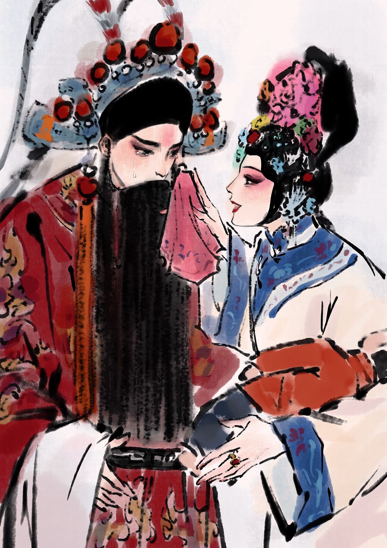京剧主题国风插画（图ZMzYxNDQyNTMy） - 艺术插画 - 站酷设计师一只咸水母原创素材 - 站酷ZCOOL