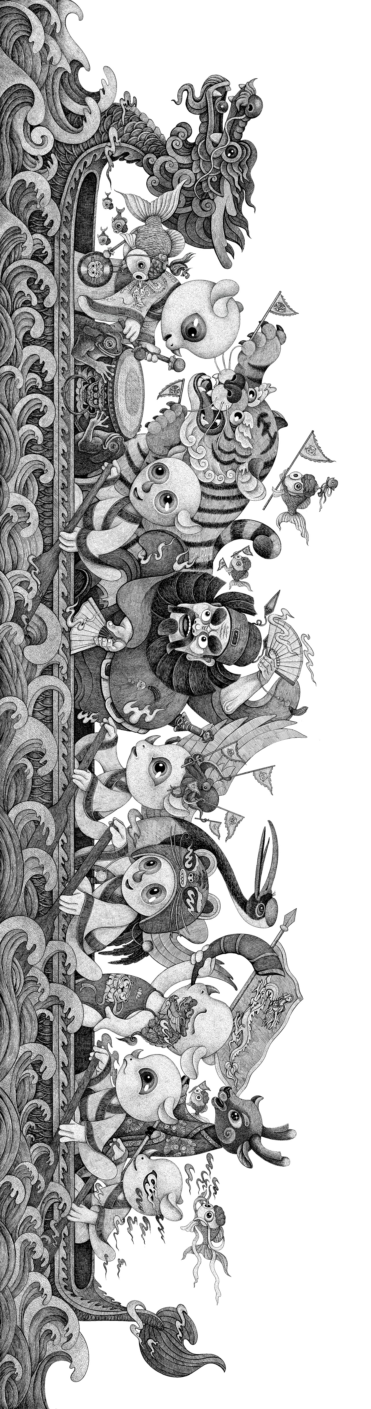 闹龙舟（图ZMjYzMjA2NzY4） - 艺术插画 - 站酷设计师猫站长原创素材 - 站酷ZCOOL