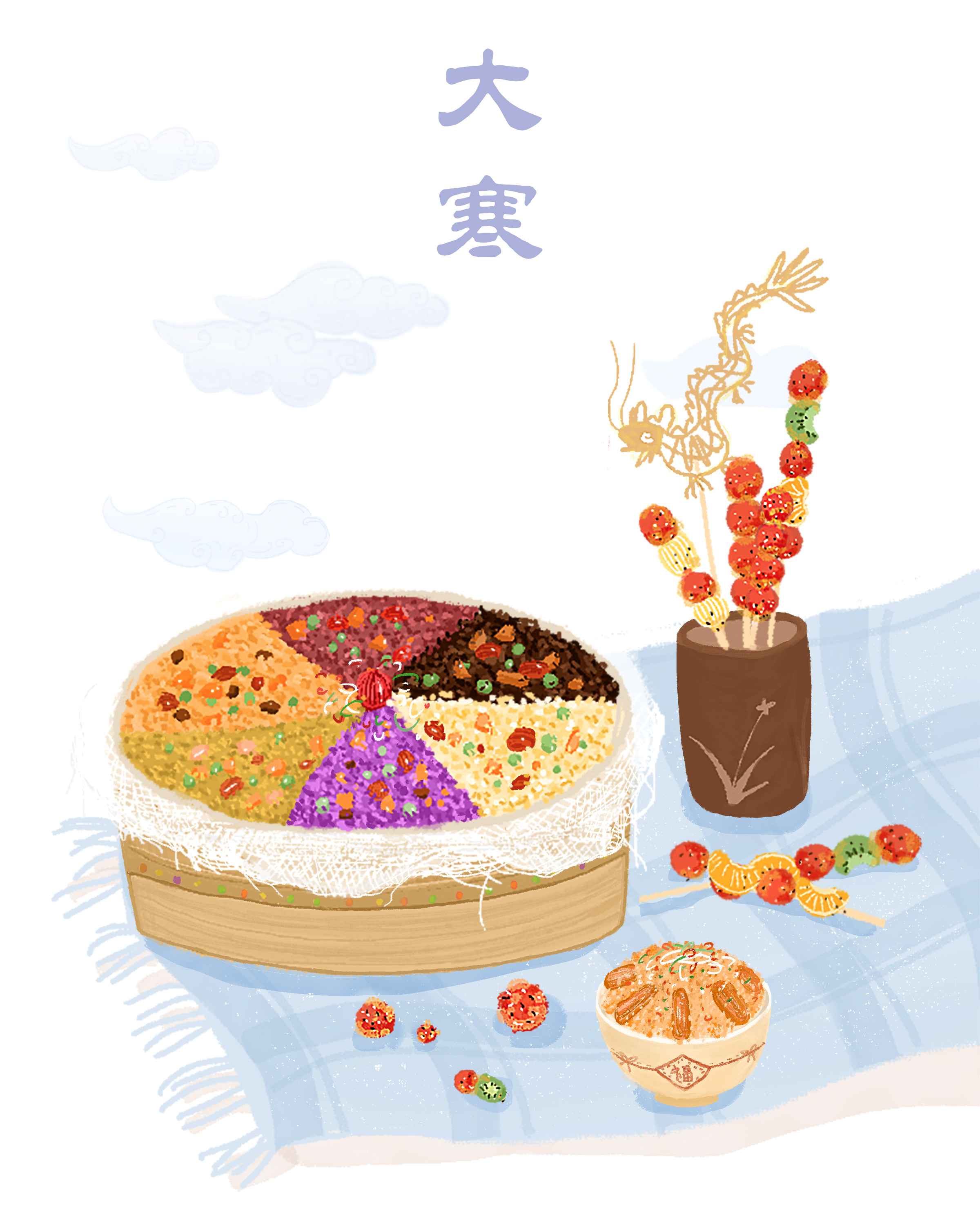 小寒-吃糯米饭和火锅|插画|商业插画|Camellia张姝 - 原创作品 - 站酷 (ZCOOL)
