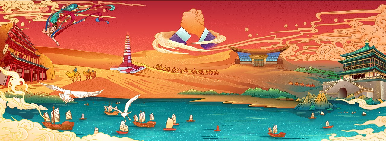 一带一路（五粮液酒）（图ZMTc3OTMzNjQw） - 商业插画 - 站酷设计师林啊馒原创素材 - 站酷ZCOOL