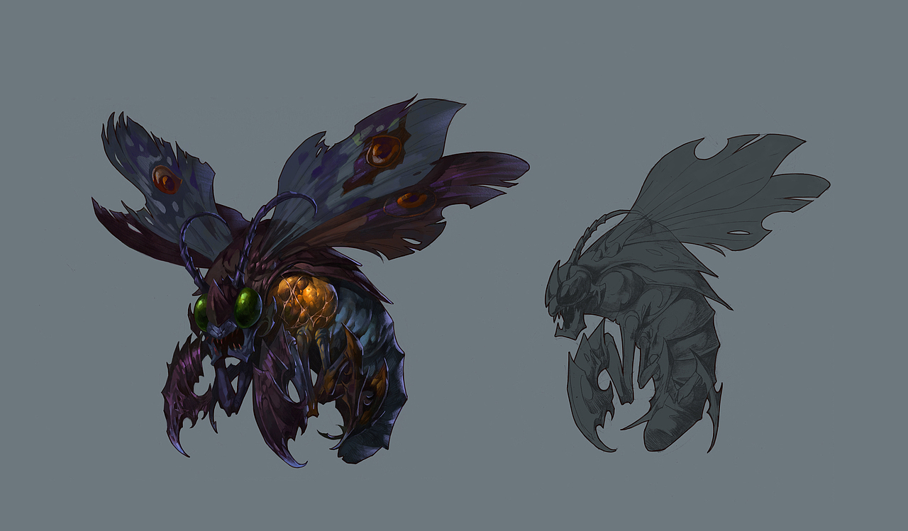 "幽灵飞蛾"设定稿,画于2012年5月18日