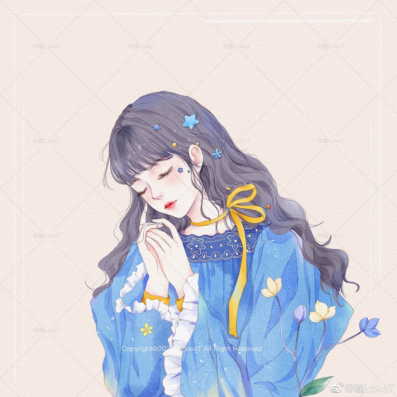 板绘水彩风少女头像78