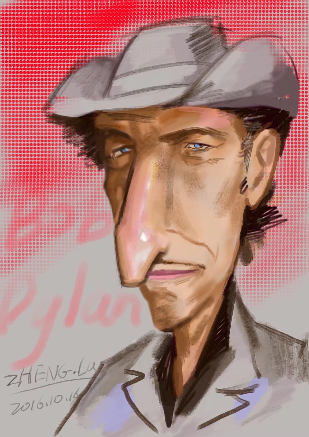 《鲍勃迪伦》漫像_郑路漫画工作室-站酷zcool