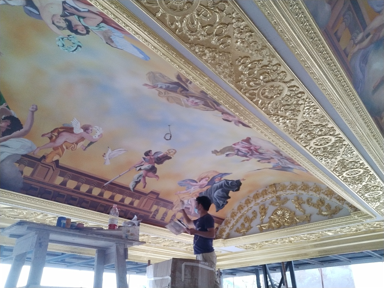 云南壁画天顶穹顶壁画墙绘手绘墙欧式油画