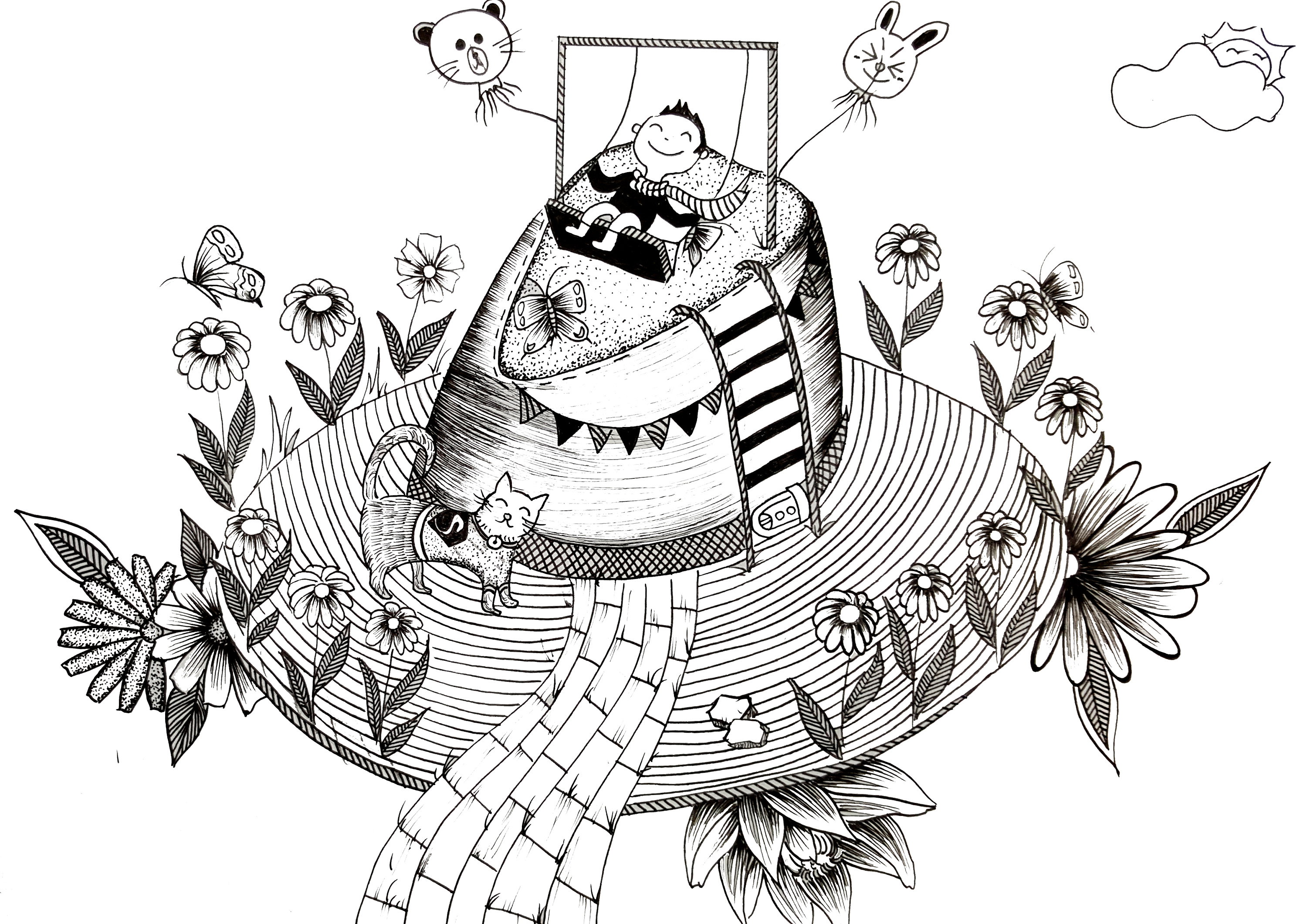 黑白装饰画 插画