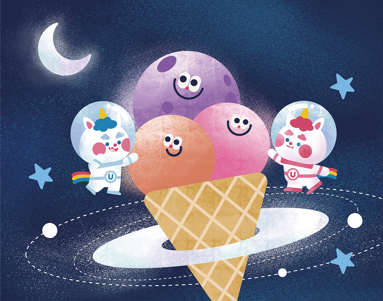 “星球、宇宙、银河、独角兽”——儿童插画（图ZMjQxMDM1NDcy） - 儿童插画 - 站酷设计师超重力兔子hanna原创素材 - 站酷ZCOOL