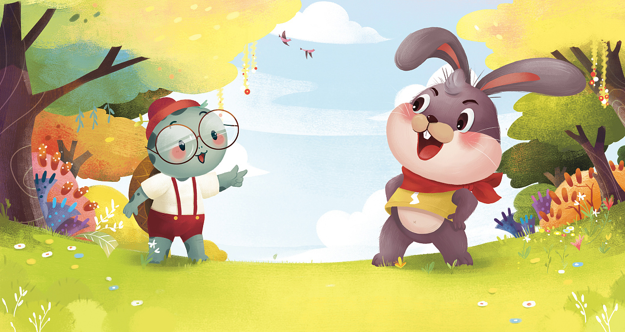 2018上半年绘制的儿童绘本 新《龟兔赛跑》终于出啦成都|插画师一粒王