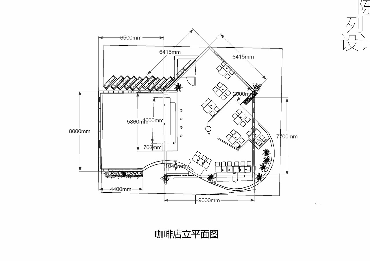 大学作业 陈列设计 咖啡店 su cad图