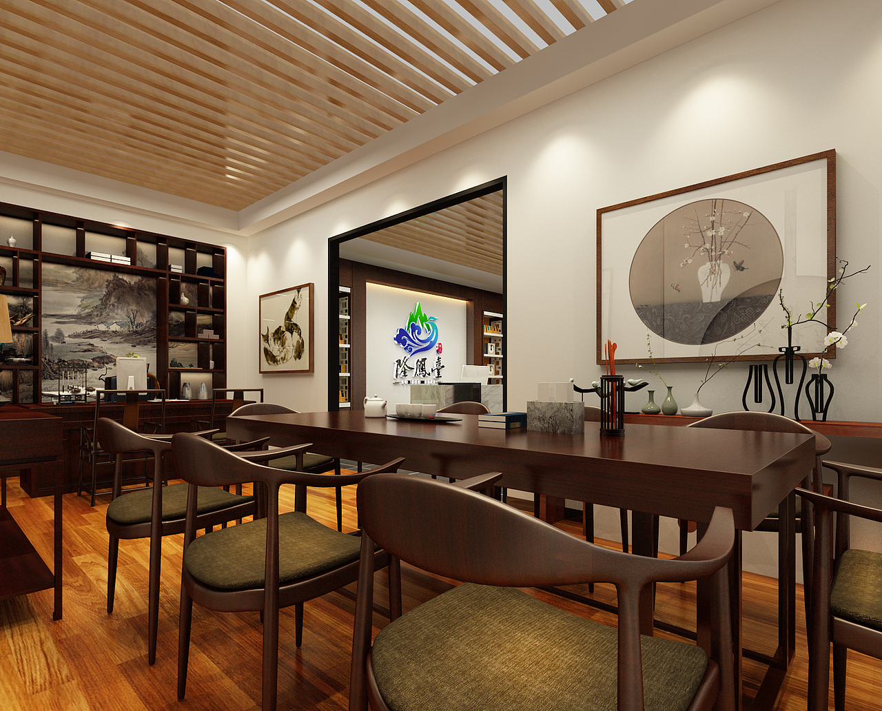 农产品展销馆现代风暖色调3D设计效果图