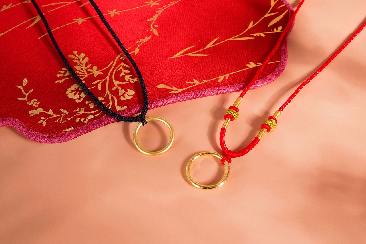 三生三世足金戒指项链场景图拍摄(9图)