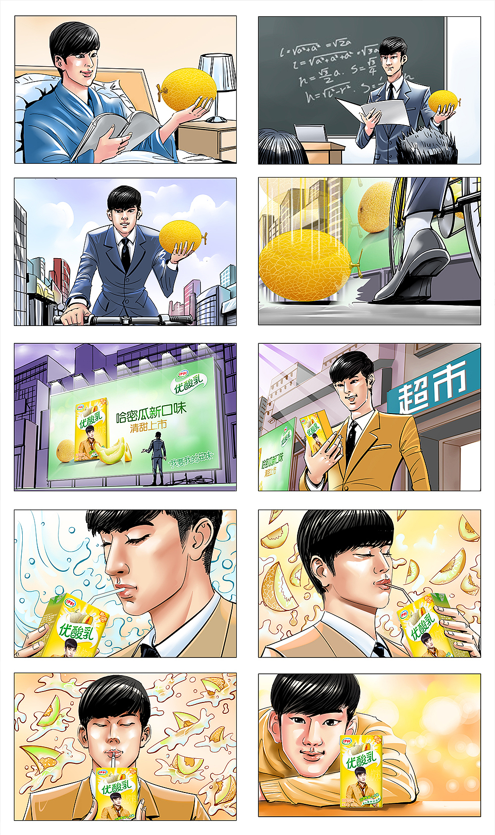 伊利 安慕希 tvc 分镜|插画|商业插画|uniquecheng - 原创作品 - 站酷