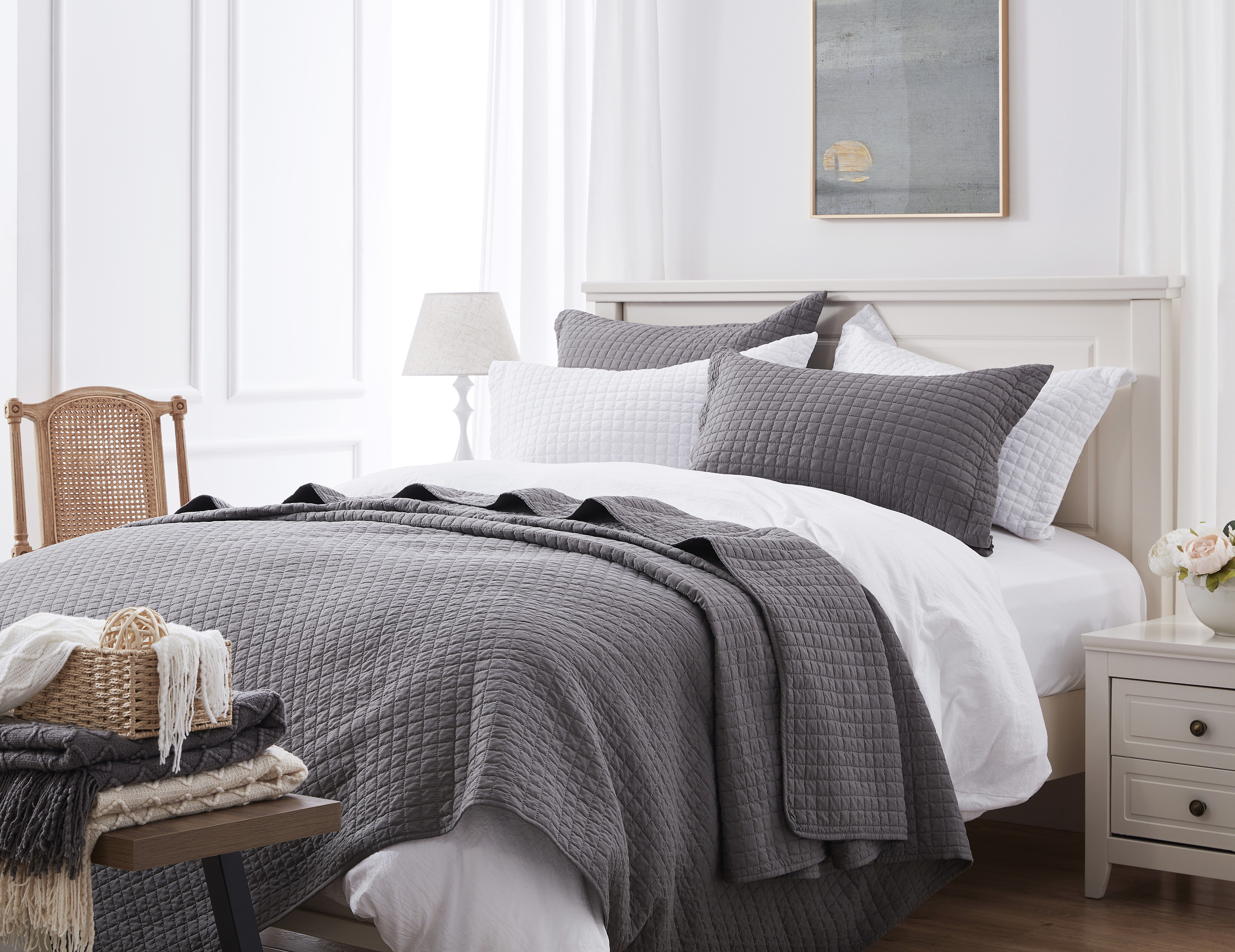 床罩 绗缝被 薄被 杭州亚马逊天猫床品家纺三件套拍摄