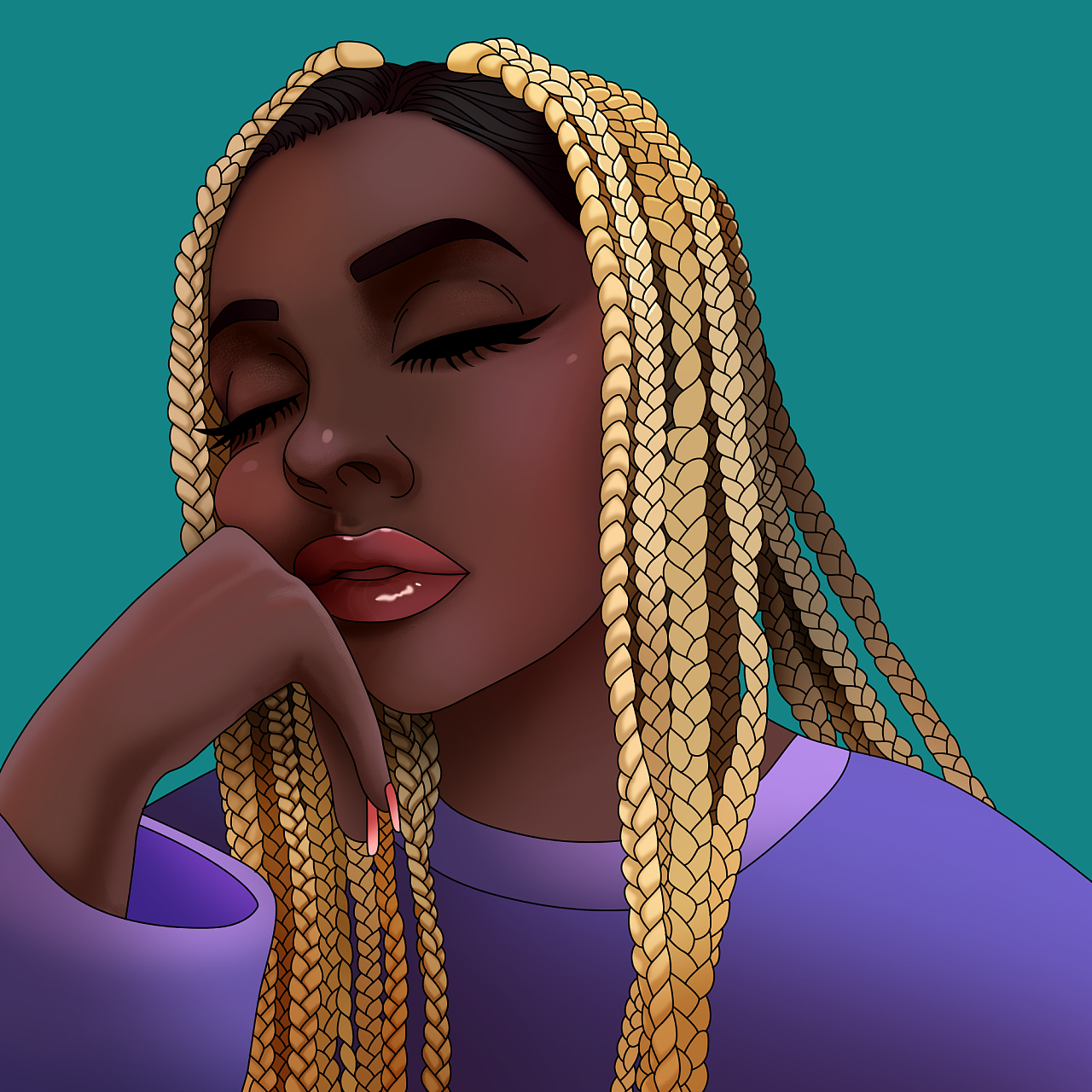 数字填画黑妹儿