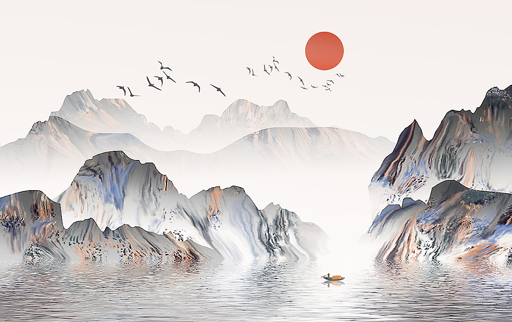 彩色山水画（图ZMTk2MTI0NjQw） - 商业插画 - 站酷设计师心灵艺坊原创素材 - 站酷ZCOOL