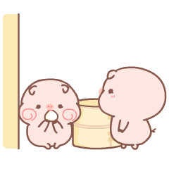 皮呦piyo微信表情 | 快看!这里有两只猪猪在秀恩爱