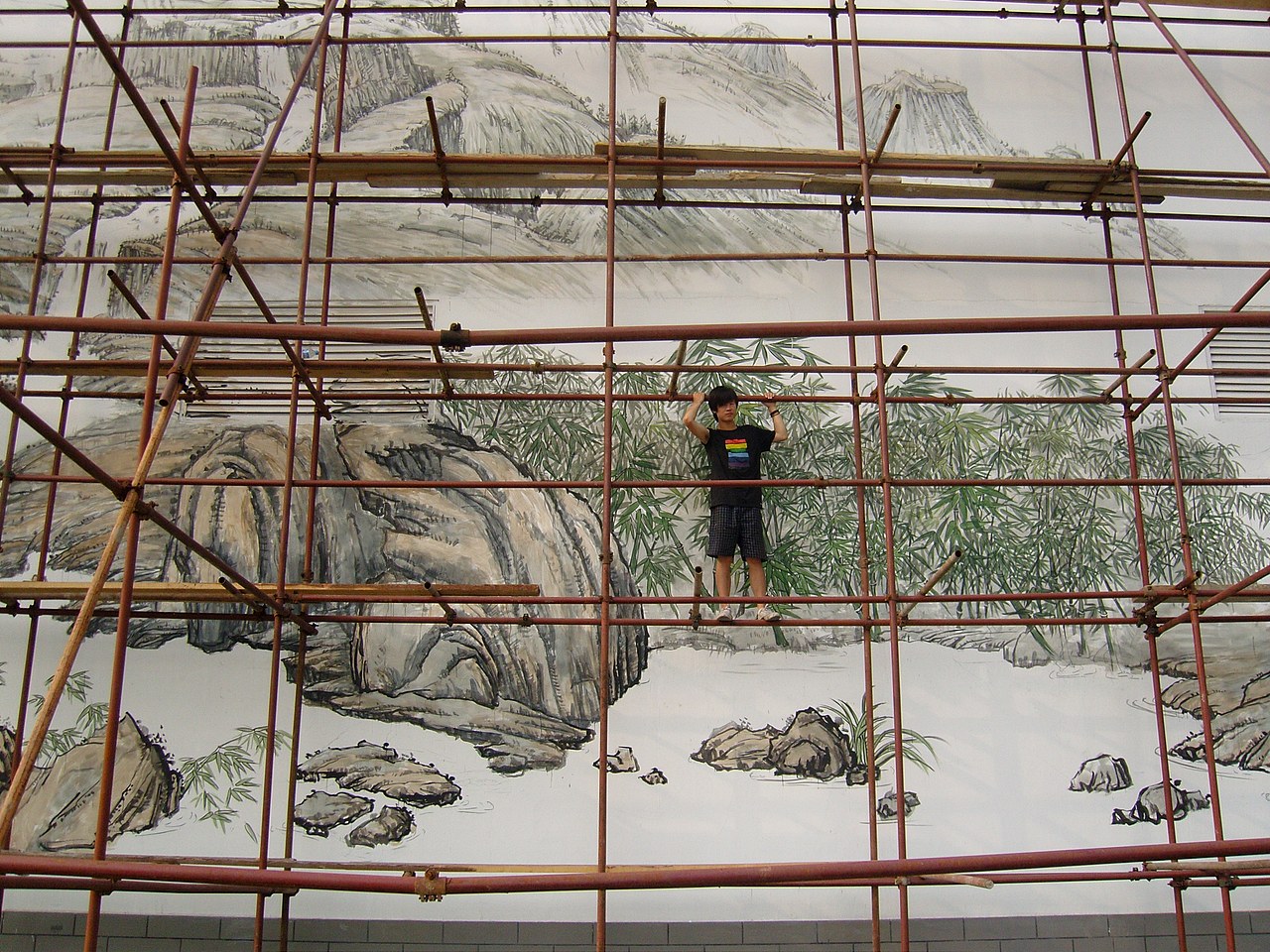 巨力集团——刘伶醉酒厂大型壁画创作，手绘，彩绘，中国画，山水画。（图ZMTY3NjM2NDA=） - 新锐潮流插画 - 站酷设计师小西少爷原创素材 - 站酷ZCOOL
