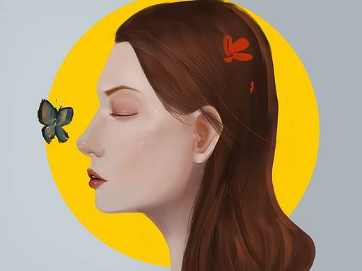 女孩與蝴蝶（練習）（個人主頁-ZMzM5MTk4NzI=） - 創(chuàng)作習作 - 站酷設(shè)計師鞏嘉倫原創(chuàng)素材 - 站酷ZCOOL