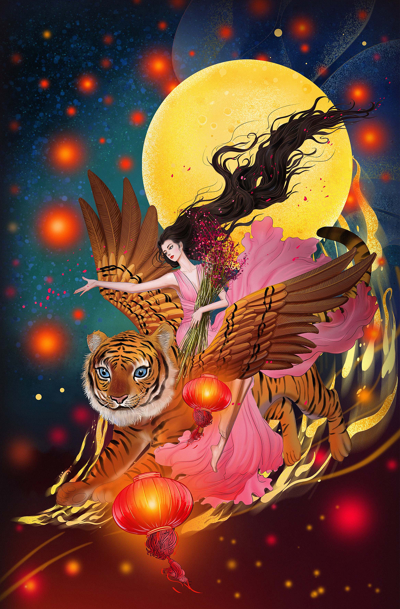 春到人间人似玉,灯烧月下月如银。（图ZMjg4NDQxMTY0） - 商业插画 - 站酷设计师倾轻松原创素材 - 站酷ZCOOL