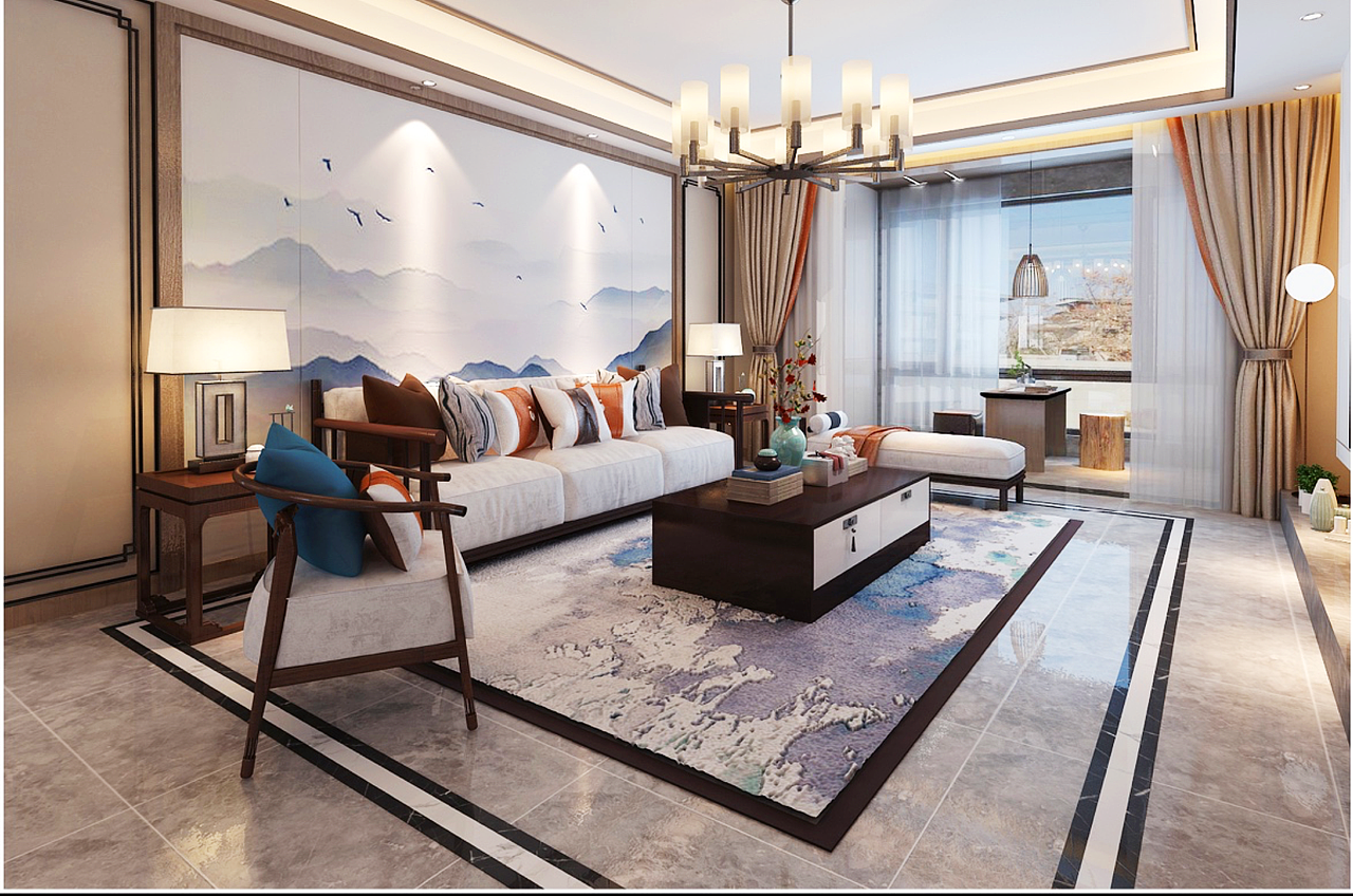 济南万泰装饰麓府175平新中式风格装修设计案例（图ZMjY5ODk3NDI0） - 家装设计 - 站酷设计师万泰谢佳乐1997原创素材 - 站酷ZCOOL