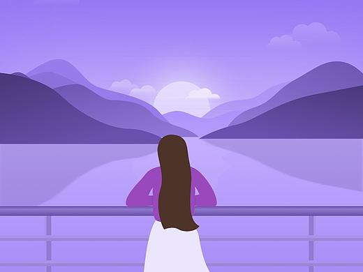 插画-看日出的女孩（个人主页-ZMzI3MjQxNTI=） - 创作习作 - 站酷设计师shenenping原创素材 - 站酷ZCOOL