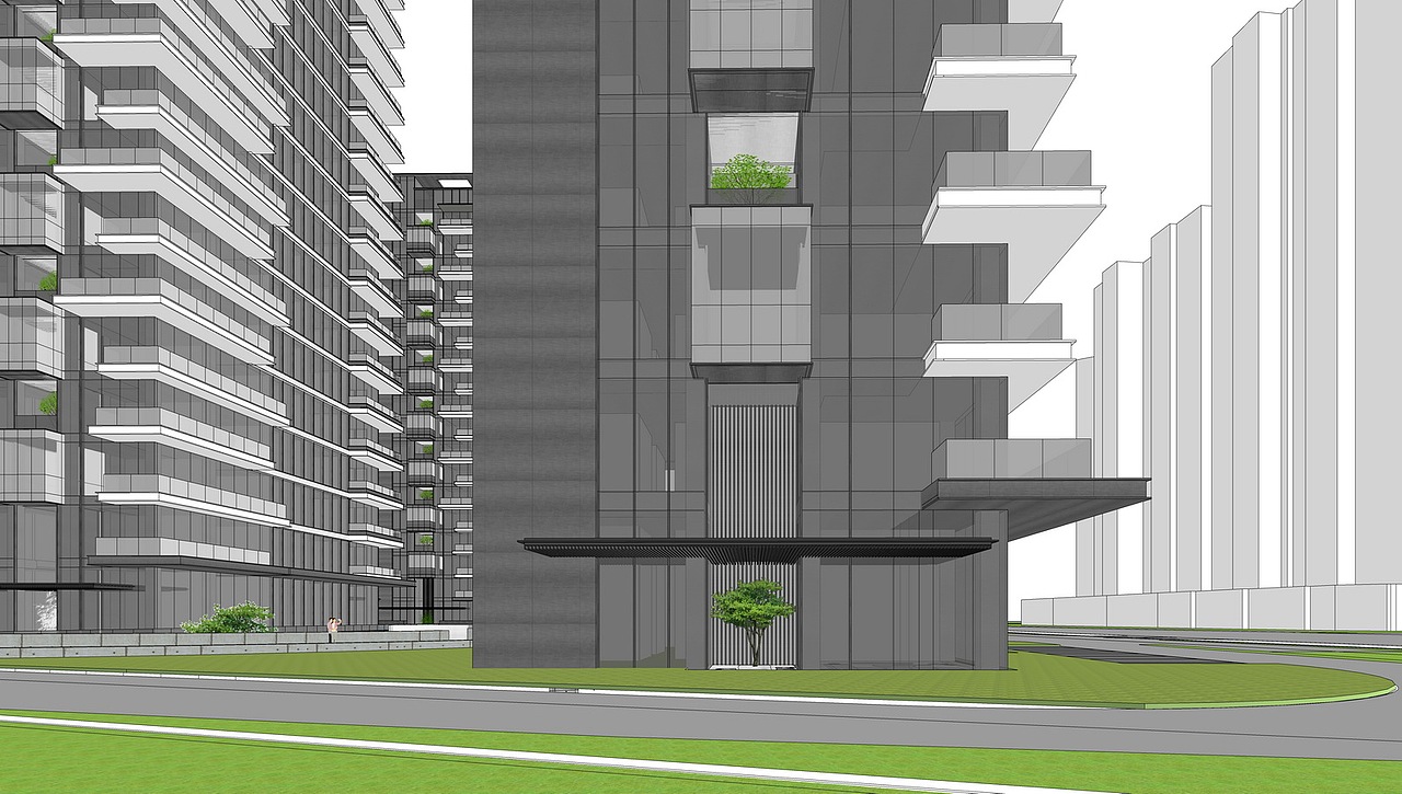 现代高层住宅SU模型下载