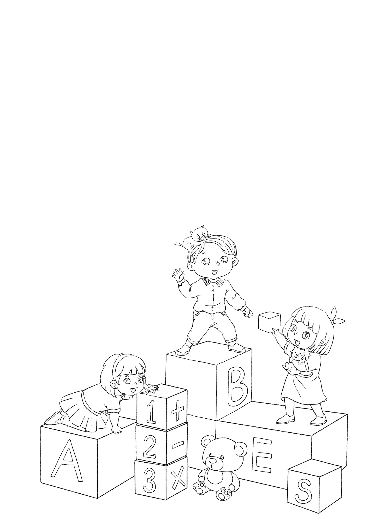 儿童练习册封面图 线稿