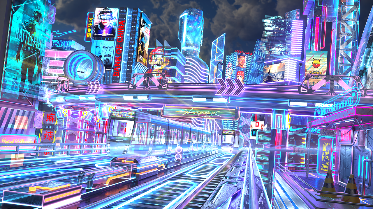 赛博朋克场景渲染