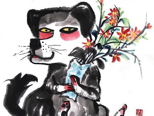 十二生肖卡萌宣纸水墨画(套图)