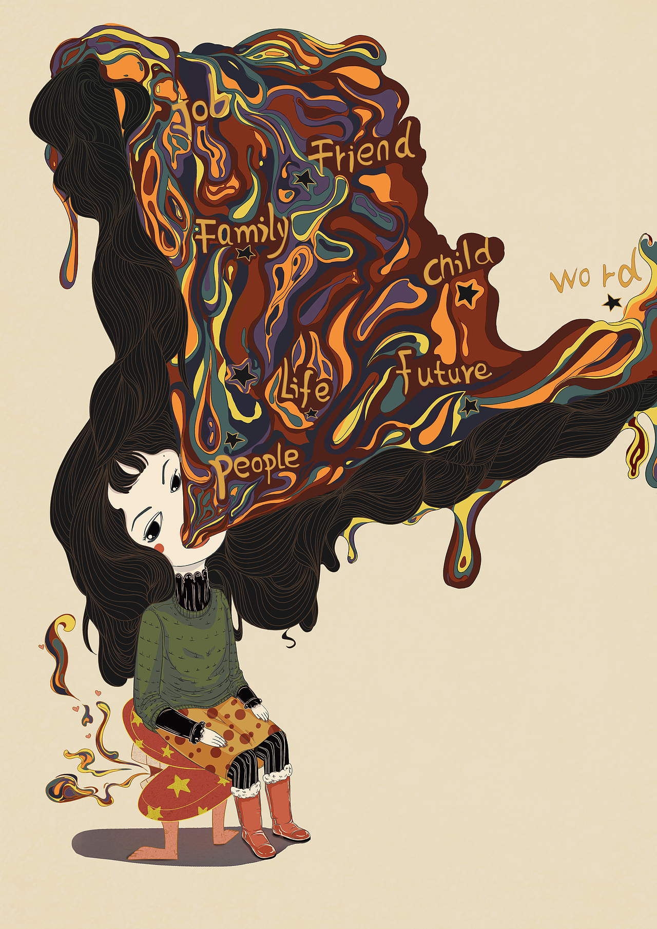 走进她的世界(图ZODA4MTEzMTI=) - 商业插画 - 站酷设计师禾六HL原创素材 - 站酷ZCOOL