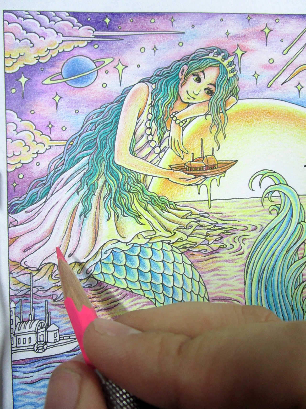 开始着色白色连衣裙:因为固有色为白色,所以主要靠附近环境色。