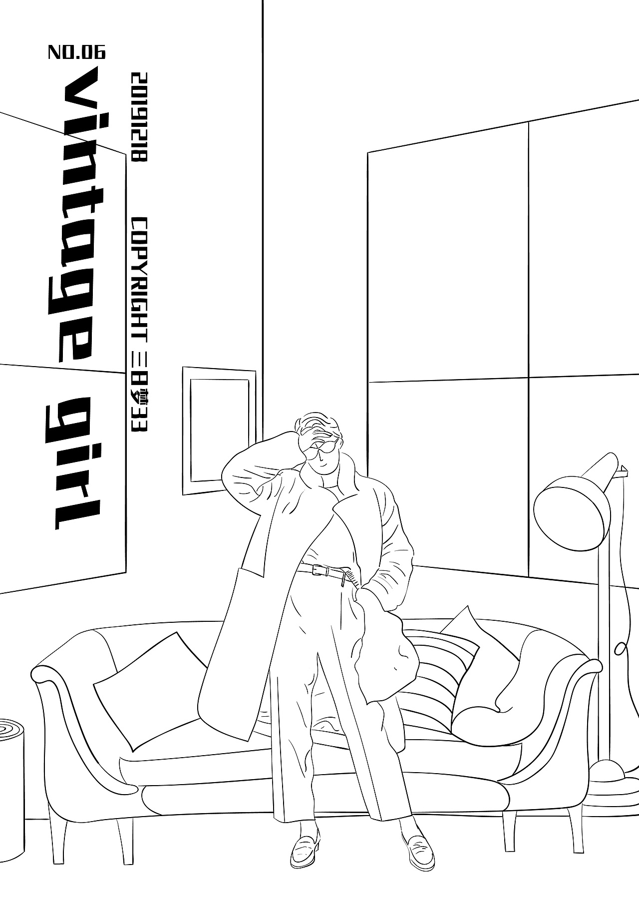 vintage girl 复古女孩插画