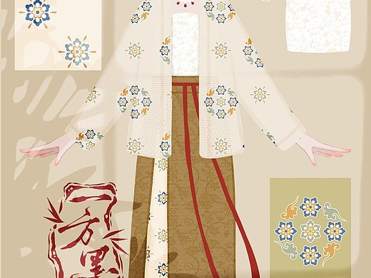 针织飞机袖旋裙宋制立绘