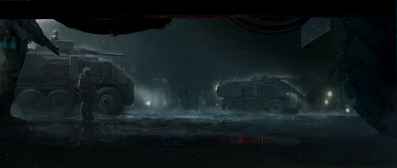 雨夜的装甲车（图ZMjIyNDMxMjMy） - 概念设定 - 站酷设计师无色大晶体原创素材 - 站酷ZCOOL