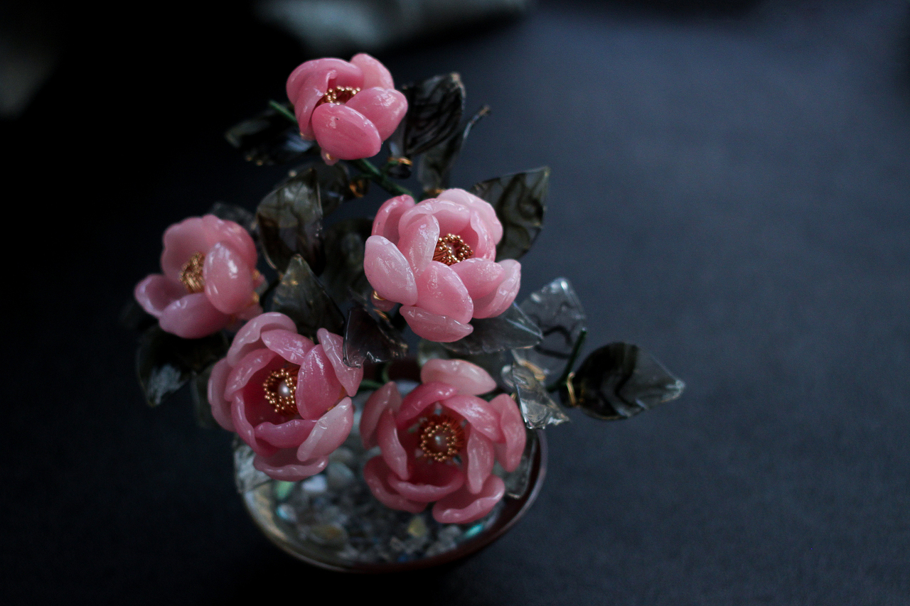 料器花——几盆桌面小摆设