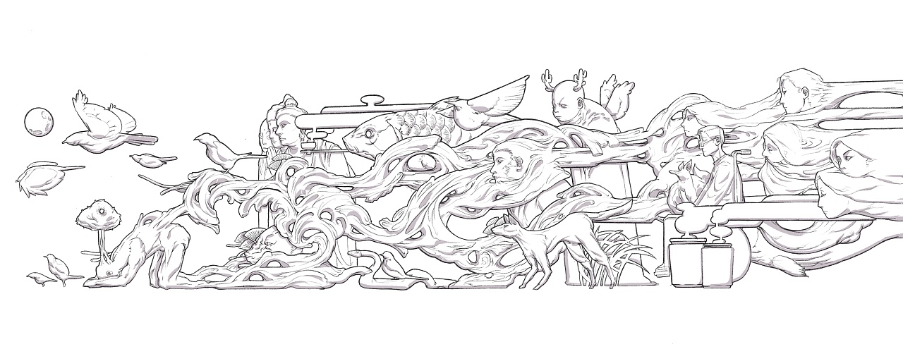 大学的壁画设计课!(黄粱.南柯)