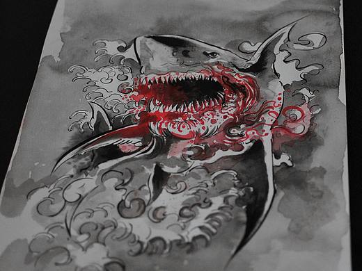 长沙子沐刺青水墨泼墨涂鸦中国风