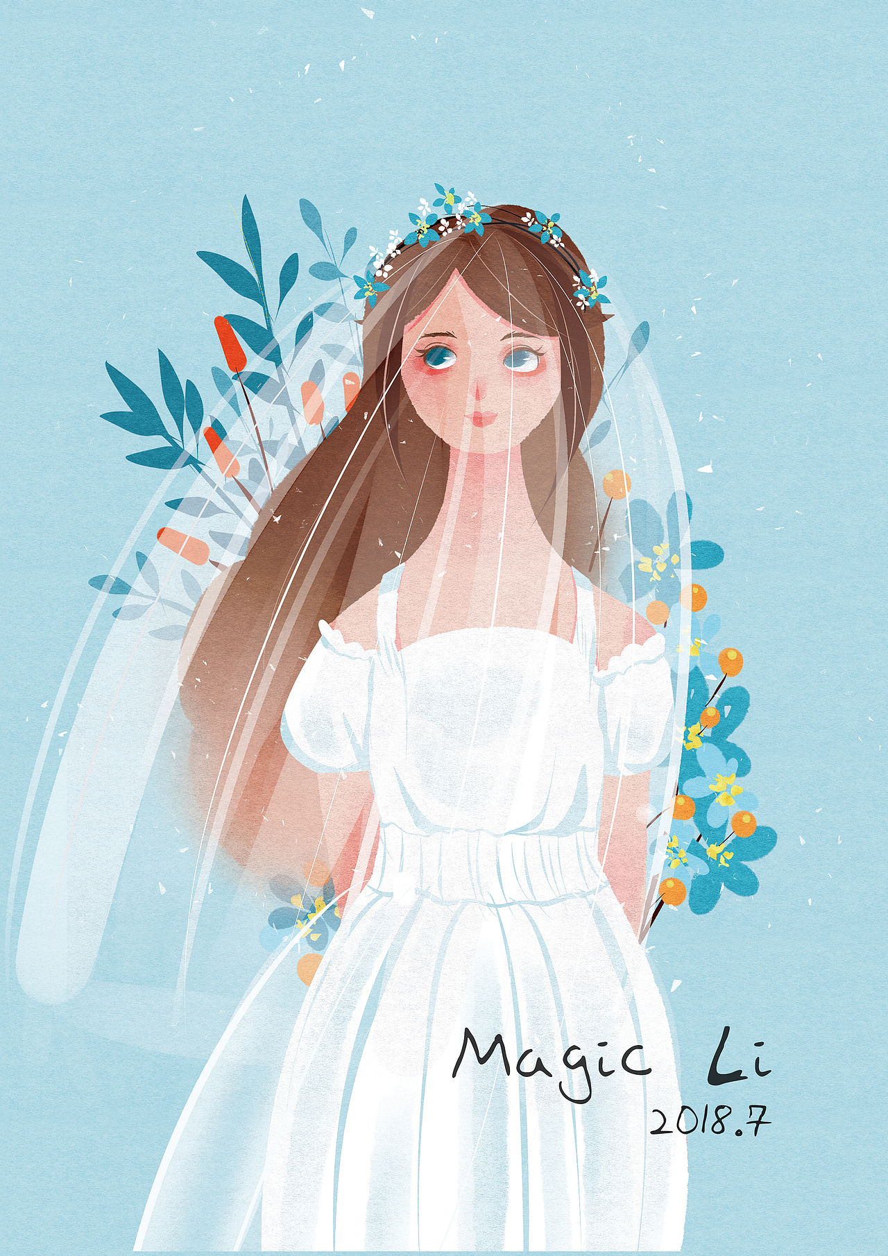 可爱的女孩子~~7月扁平风涂鸦（图ZMTI1MTIyNzA4） - 创作习作 - 站酷设计师MagicLi的世界原创素材 - 站酷ZCOOL