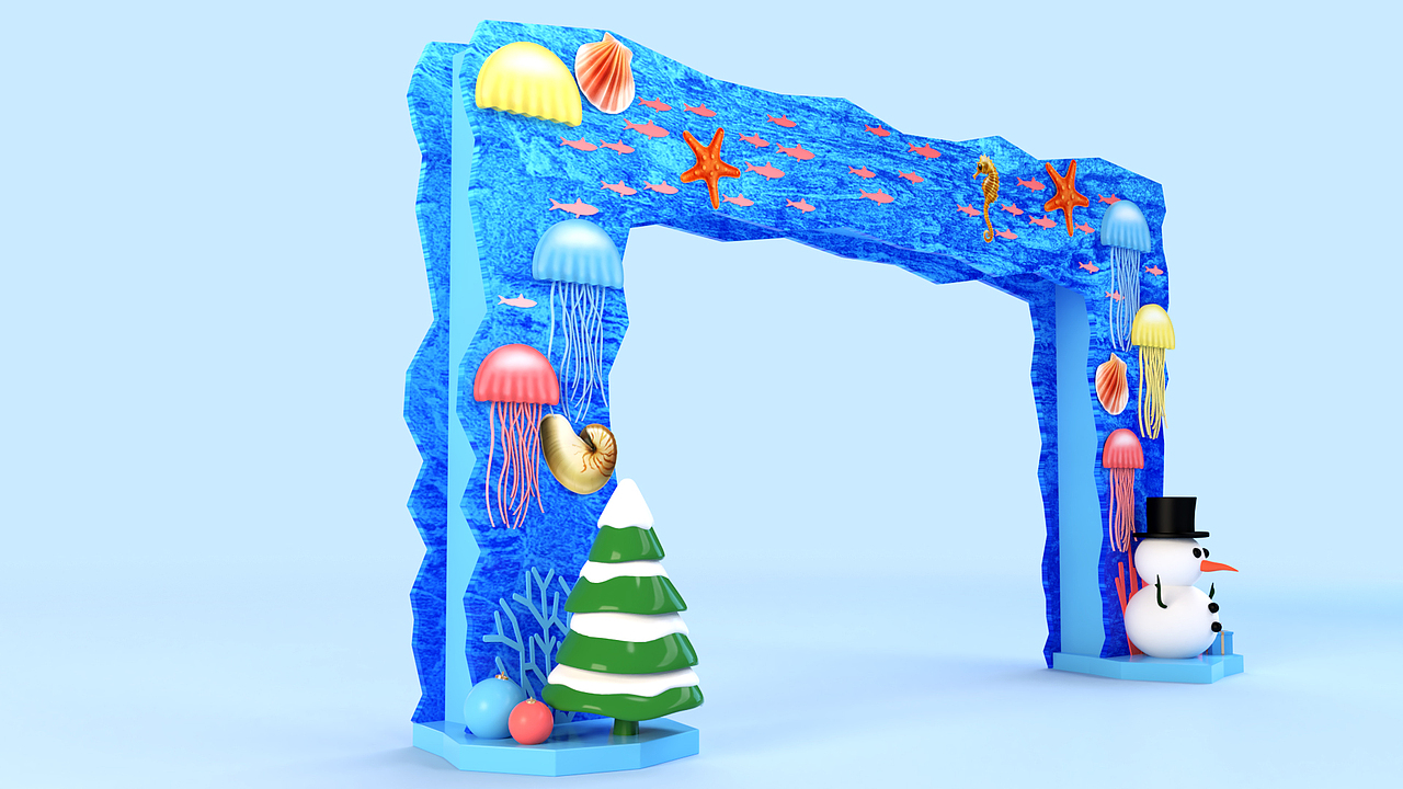 2018海洋馆圣诞美陈(blender作品)