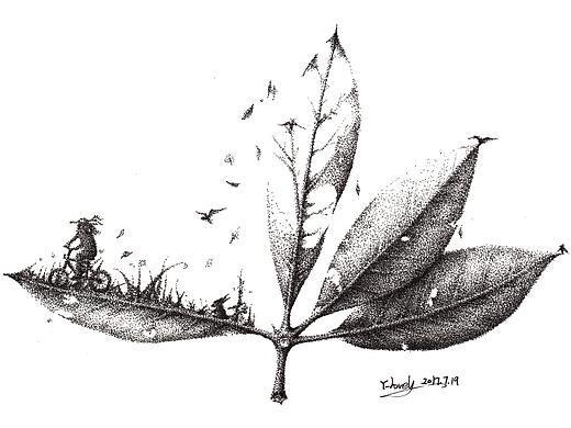 Y_Lovely手绘钢笔画《叶言》套图