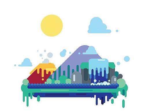 扁平化风景插画临摹
