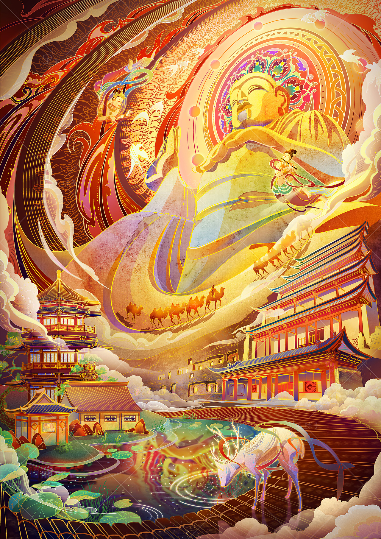 沙漠之光——万物皆可敦煌参赛作品（图ZMjgyMDE5NTcy） - 创作习作 - 站酷设计师黑毛球子原创素材 - 站酷ZCOOL
