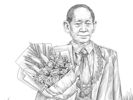 杂交水稻之父袁隆平插画