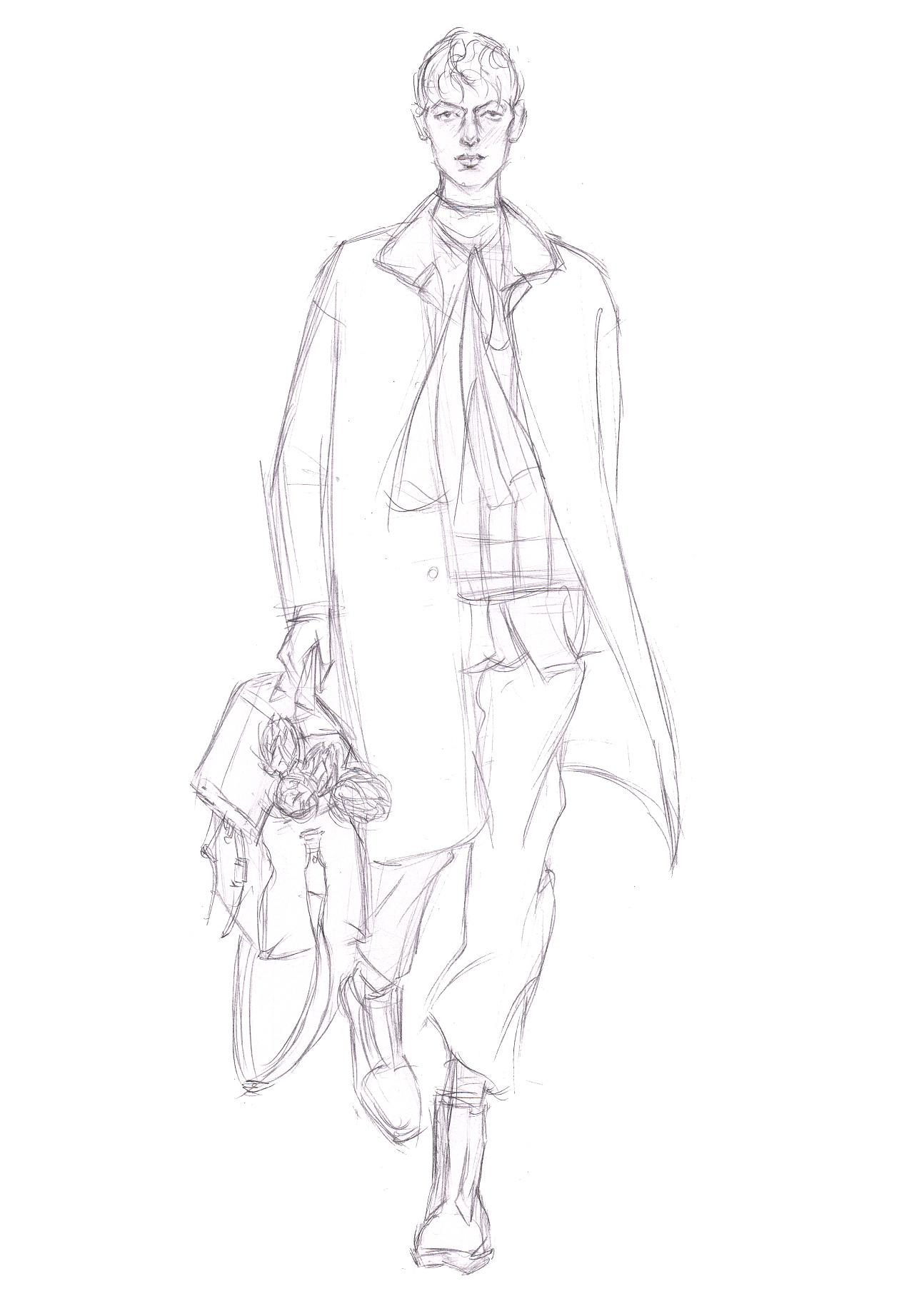 时装画分解步骤简约大衣