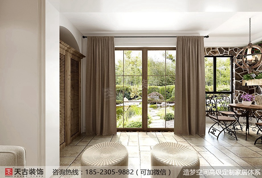 重庆绿城两江御园洋房装修-休闲美式乡村风设计效果图