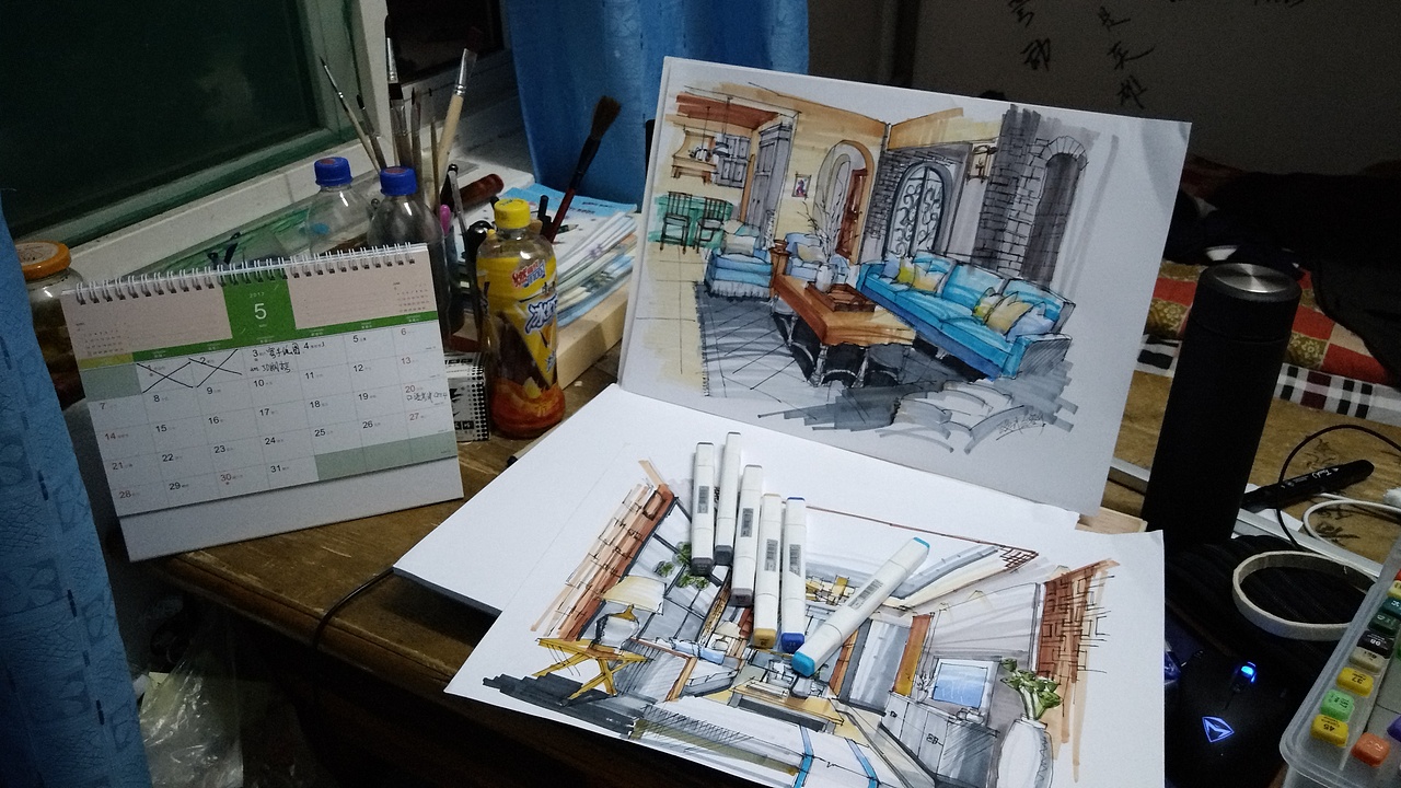 手绘室内表现（图ZMTExMTQ4Njk2） - 家装设计 - 站酷设计师熊熊的笔记原创素材 - 站酷ZCOOL