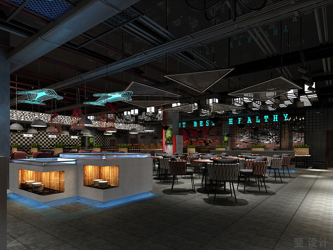 海鲜烤肉自助餐厅室内设计