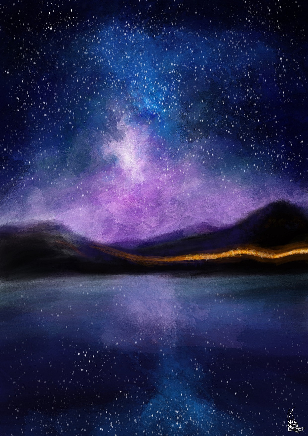 参考了同学去西藏玩的风景照,画完感觉还凑合吧.