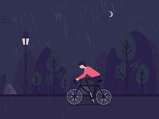 雨天骑车（个人主页-ZNDA0NzY4MTY=） - 动效设计 - 站酷设计师一抹蓝色后的渐变原创素材 - 站酷ZCOOL