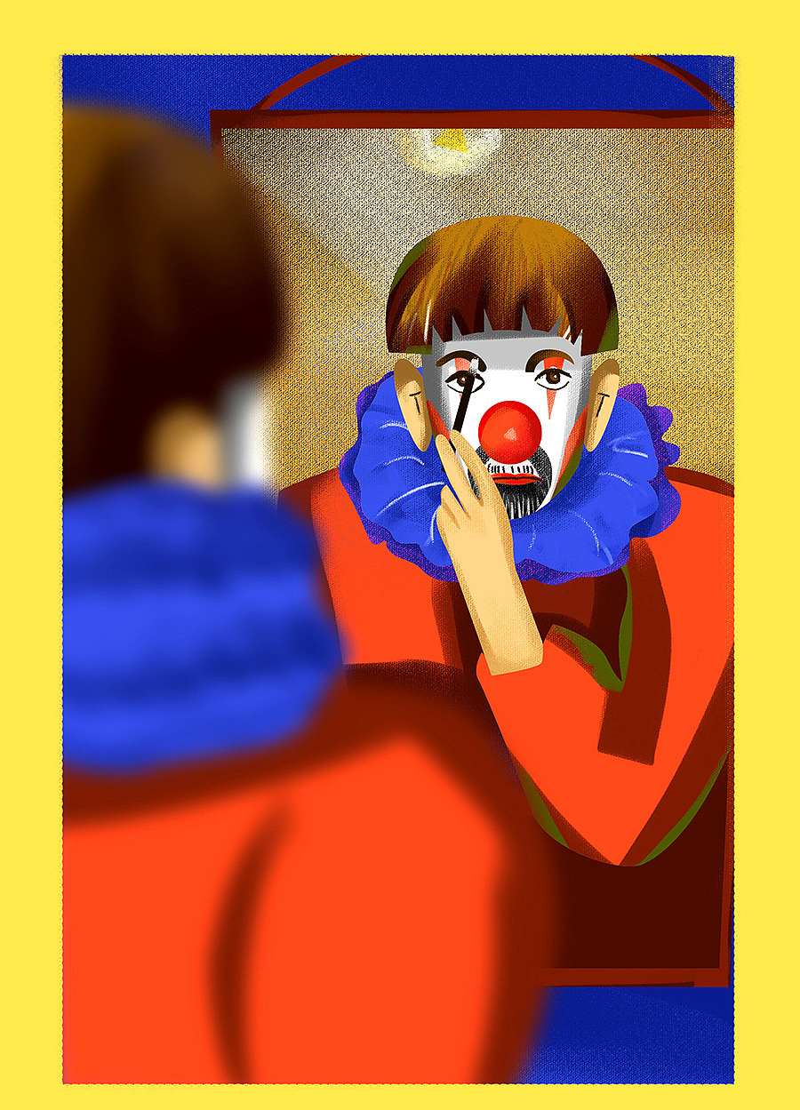 云端速写每日原创插画设计,小丑的悲伤你不懂
