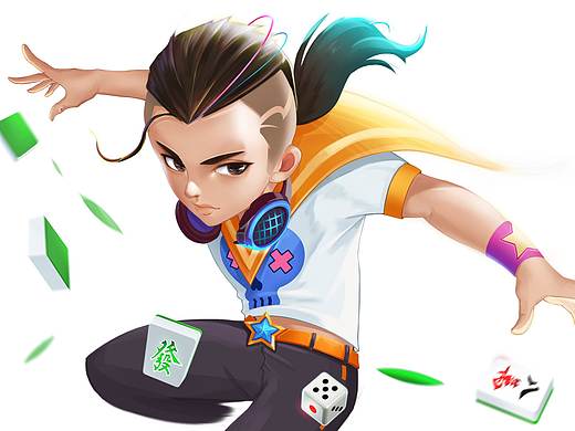 为棋牌项目绘制的人物原画、宣传